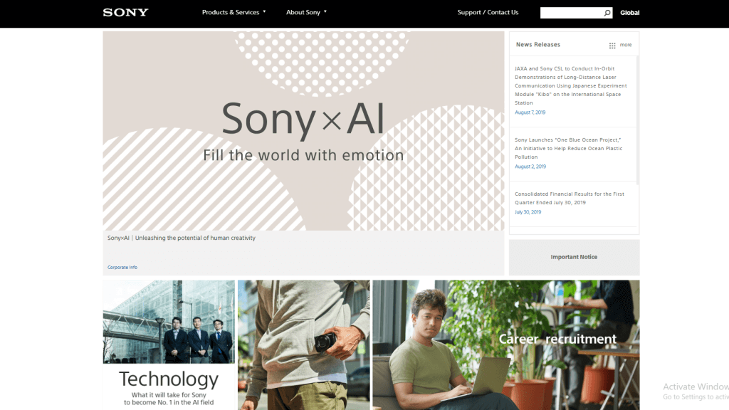 海外で評価されている製造業のグローバルサイト10選_日本企業編_sony