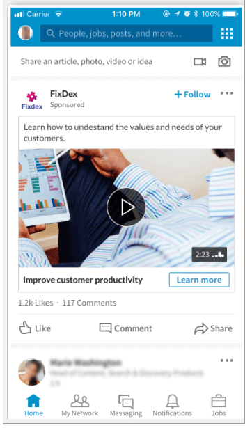 LinkedIn広告‐スポンサードコンテンツ