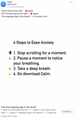 CalmのFacebook広告