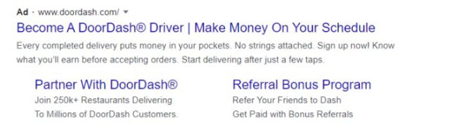 Doordash text ad