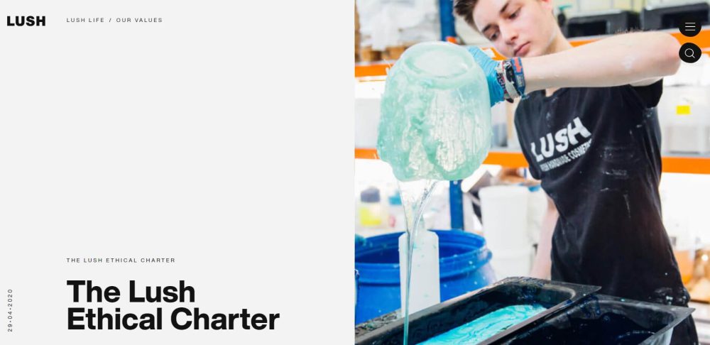 LUSH ウェブサイト Our Value