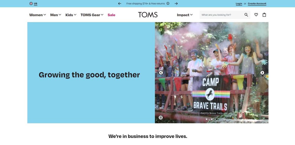 TOMS ウェブサイト