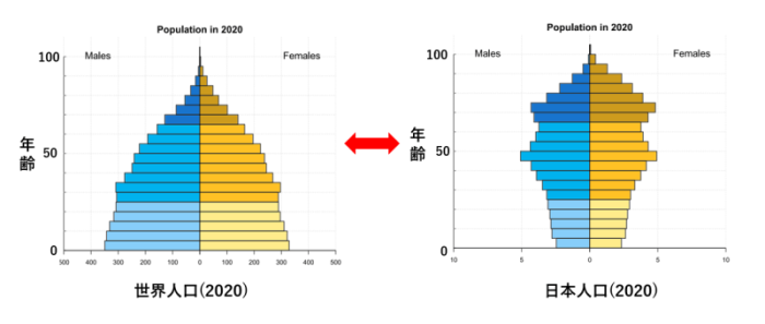 人口ピラミッドの比較　世界 vs 日本Hootsuite2022 use of social media for brand researchー海外進出の第一歩！海外SNSマーケティング成功のヒント～海外SNSマーケティング、知っておくべきこと～