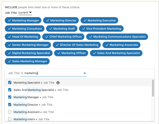 LinkedInターゲティングオプション例